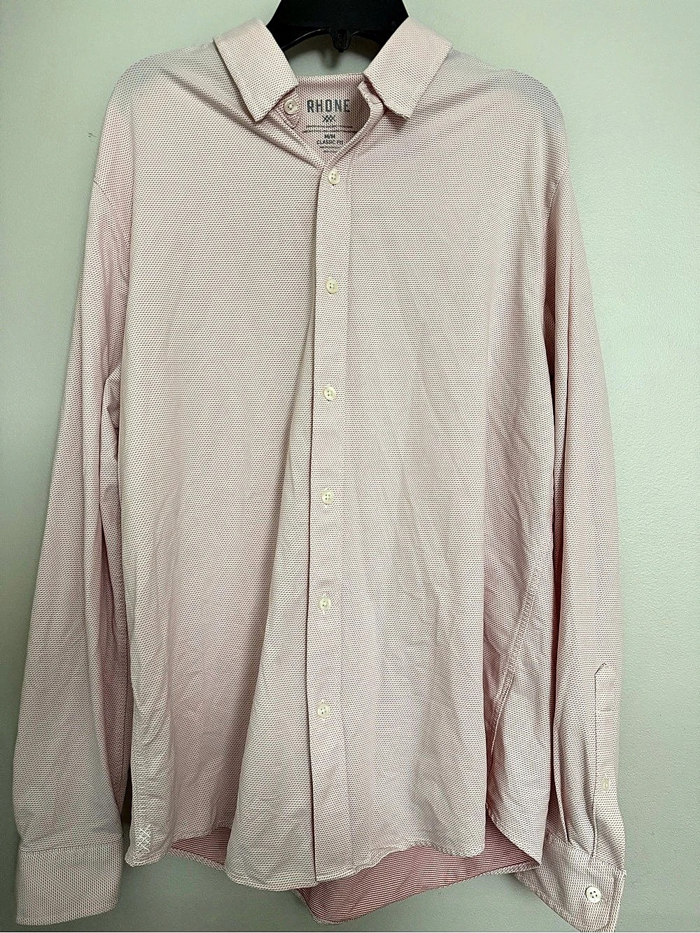 RHONE M Classic Fit Long Sleeve Button Down Pink